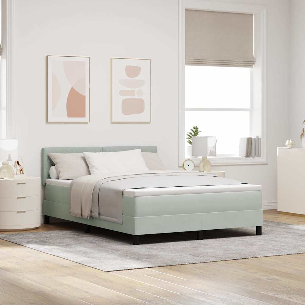 LED Box Spring Bed met matras Lichtgrijs 160 x 200 cm Fluweel is nu te koop bij PeponiXL, paradijselijk wonen!