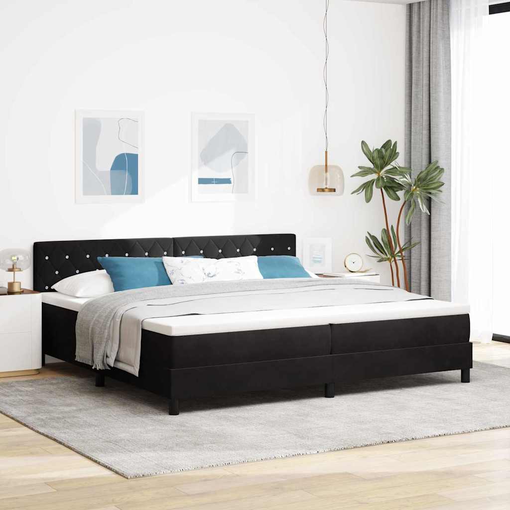LED Box Spring Bed met hoofdeinde Zwart 200 x 200 cm Fluweel is nu te koop bij PeponiXL, paradijselijk wonen!
