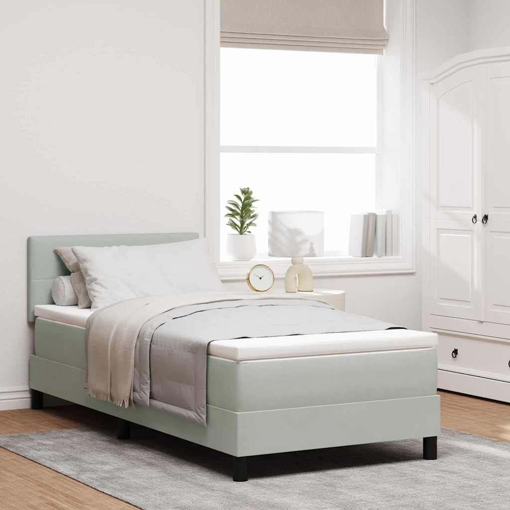 LED Box Spring Bed Lichtgrijs 80 x 200 cm Fluweel is nu te koop bij PeponiXL, paradijselijk wonen!