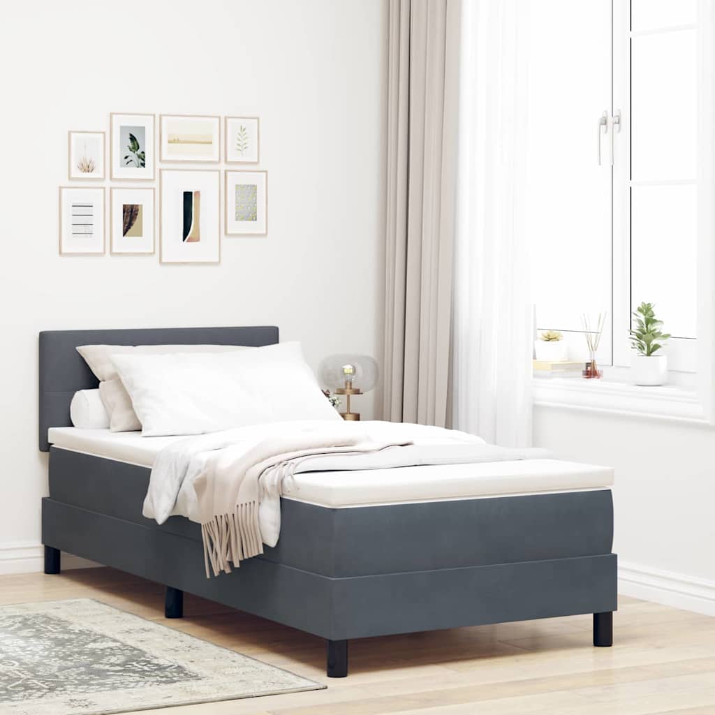 LED Box Spring Bed met matras Donkergrijs 80 x 200 cm Fluweel is nu te koop bij PeponiXL, paradijselijk wonen!