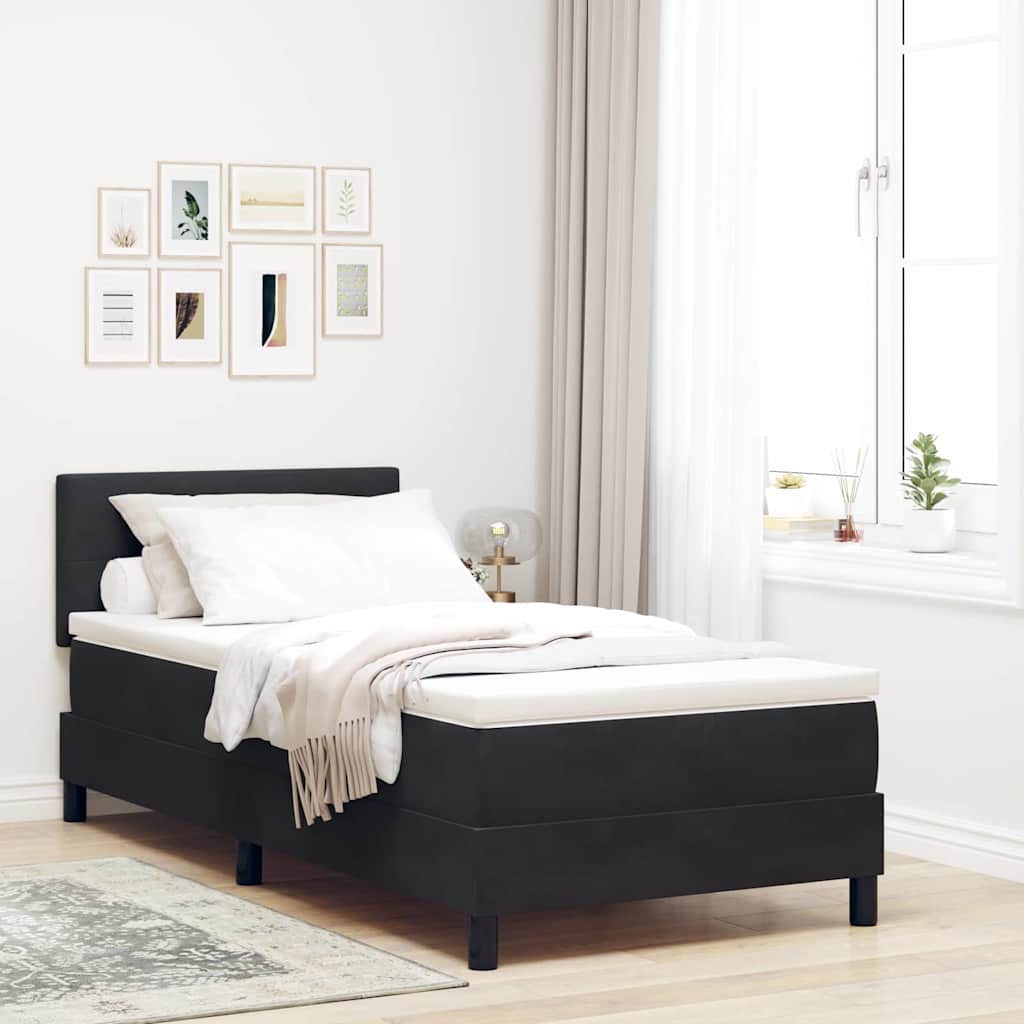 LED Box Spring Bed met matras met LED Zwart 90 x 190 cm Fluweel is nu te koop bij PeponiXL, paradijselijk wonen!