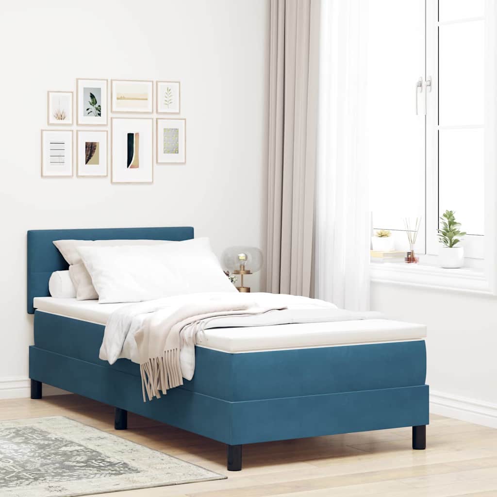LED Box Spring Bed Donkerblauw 100 x 200 cm Fluweel is nu te koop bij PeponiXL, paradijselijk wonen!