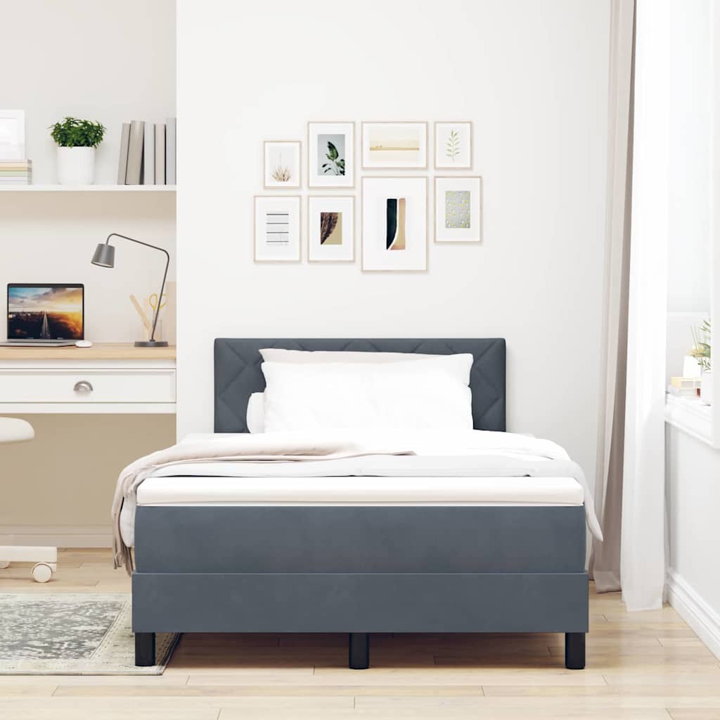 LED Box Spring Bed Donkergrijs 120 x 190 cm Fluweel is nu te koop bij PeponiXL, paradijselijk wonen!