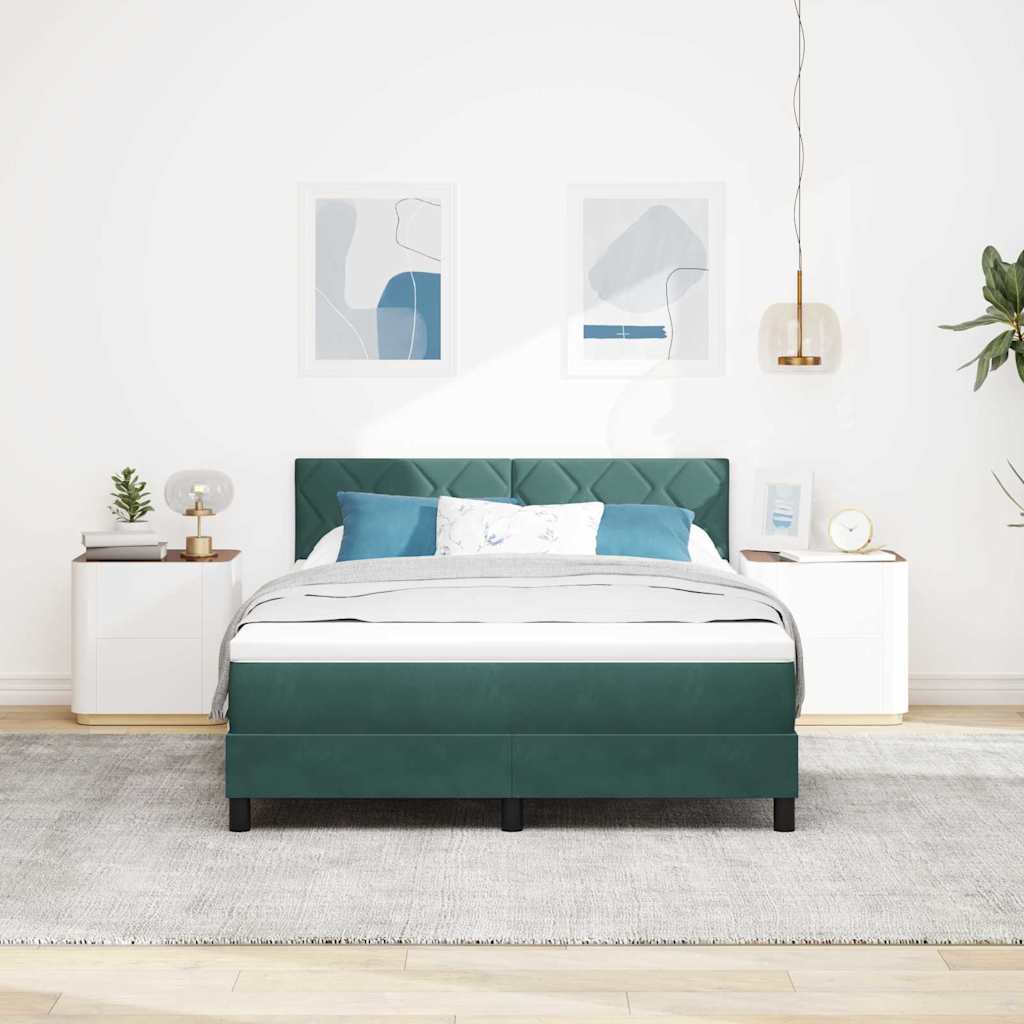 LED Box Spring Bed met matras Donkergroen 140 x 190 cm Fluweel is nu te koop bij PeponiXL, paradijselijk wonen!