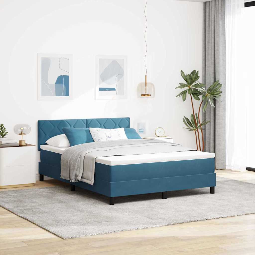 LED Box Spring Bed Donkerblauw 160 x 200 cm Fluweel is nu te koop bij PeponiXL, paradijselijk wonen!