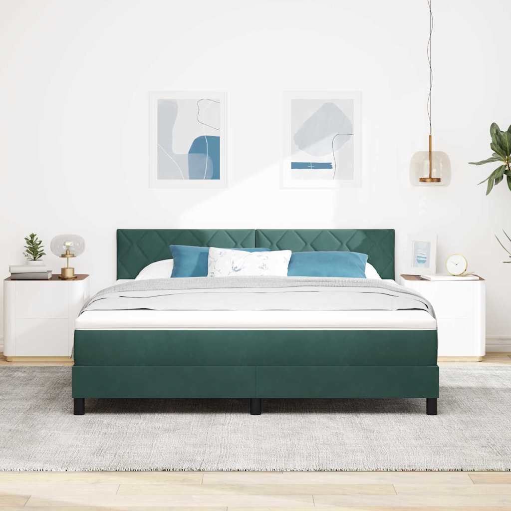LED Box Spring Bed Donkergroen 180 x 200 cm Fluweel is nu te koop bij PeponiXL, paradijselijk wonen!