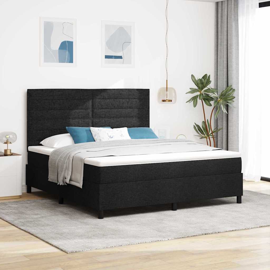 Boxspring bed met matras met LED Zwart 180 x 200 cm Stof is nu te koop bij PeponiXL, paradijselijk wonen!