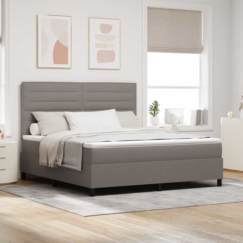 Boxspring bed met LED-stripverlichting Taupe 180 x 200 cm Stof is nu te koop bij PeponiXL, paradijselijk wonen!