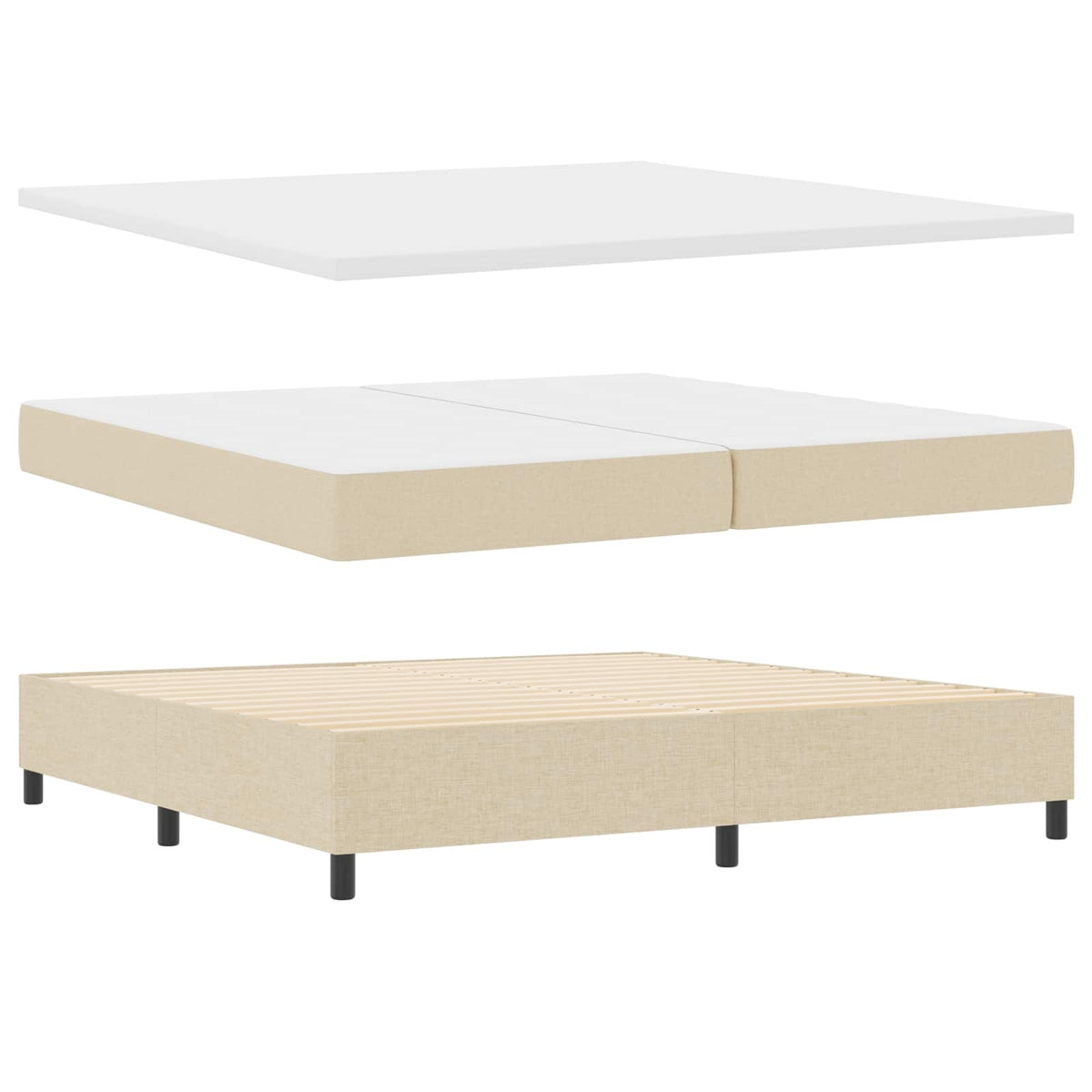 Boxspring bed met matras met LED Crème 200 x 200 cm Stof is nu te koop bij PeponiXL, paradijselijk wonen!