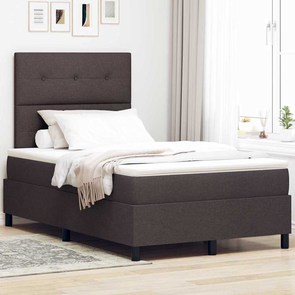 vidaXL Boxspring bed met hoofdeinde Donkerbruin 120 x 190 cm Stof