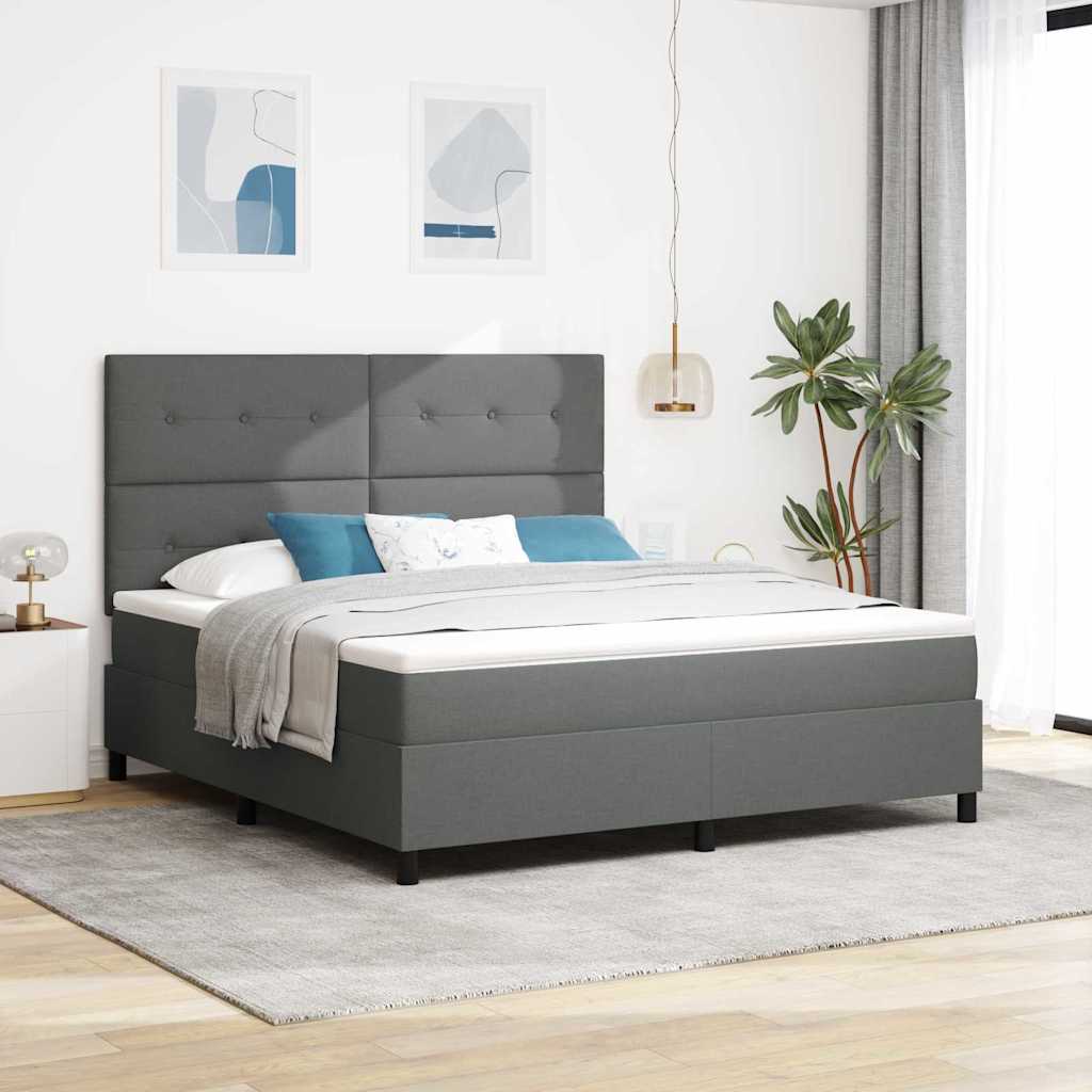 vidaXL Boxspring bed met hoofdeinde Donkergrijs 180 x 200 cm Stof
