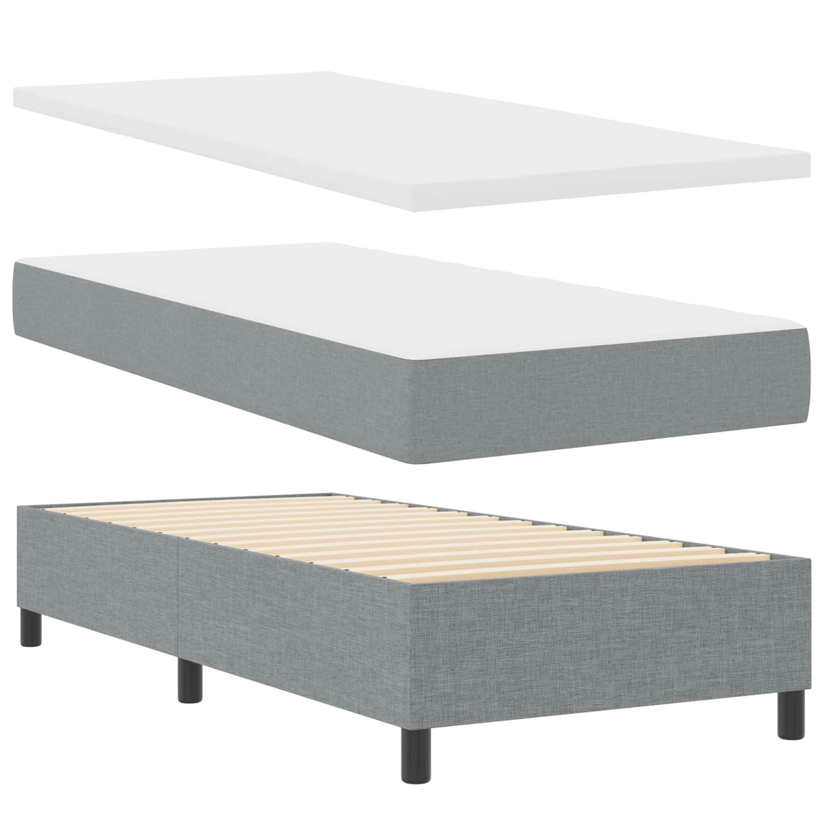 Boxspring bed met matras met LED Lichtgrijs 100 x 200 cm Stof is nu te koop bij PeponiXL, paradijselijk wonen!