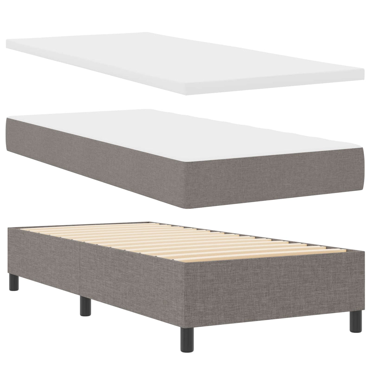 Boxspring bed met LED-stripverlichting Taupe 100 x 200 cm Stof is nu te koop bij PeponiXL, paradijselijk wonen!