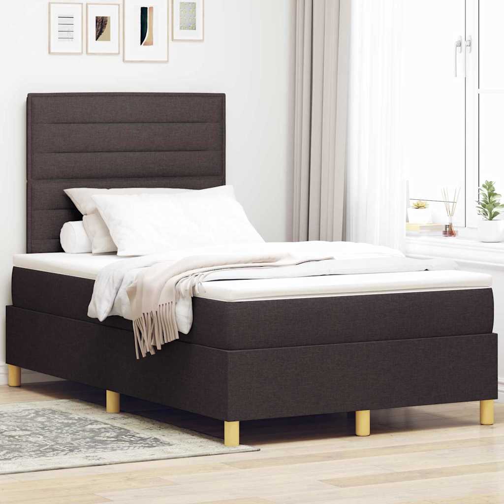 LED Box Spring Bed met matras Donkerbruin 120 x 200 cm Stof is nu te koop bij PeponiXL, paradijselijk wonen!