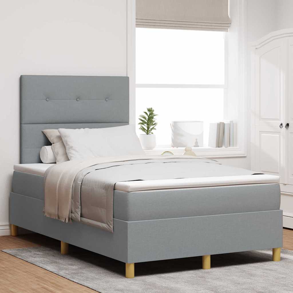 LED Box Spring Bed met hoofdeinde Lichtgrijs 120 x 190 cm Stof is nu te koop bij PeponiXL, paradijselijk wonen!