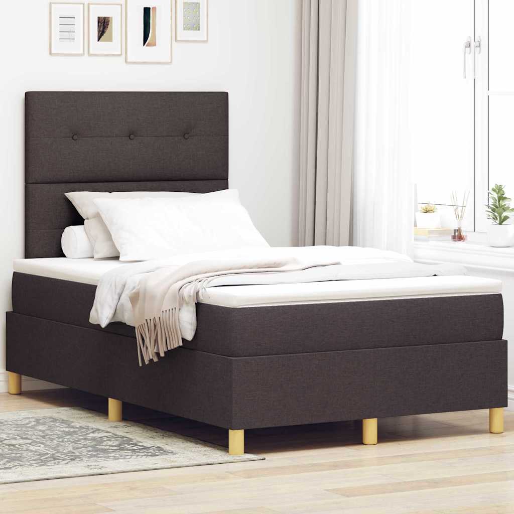 LED Box Spring Bed met hoofdeinde Donkerbruin 120 x 190 cm Stof is nu te koop bij PeponiXL, paradijselijk wonen!