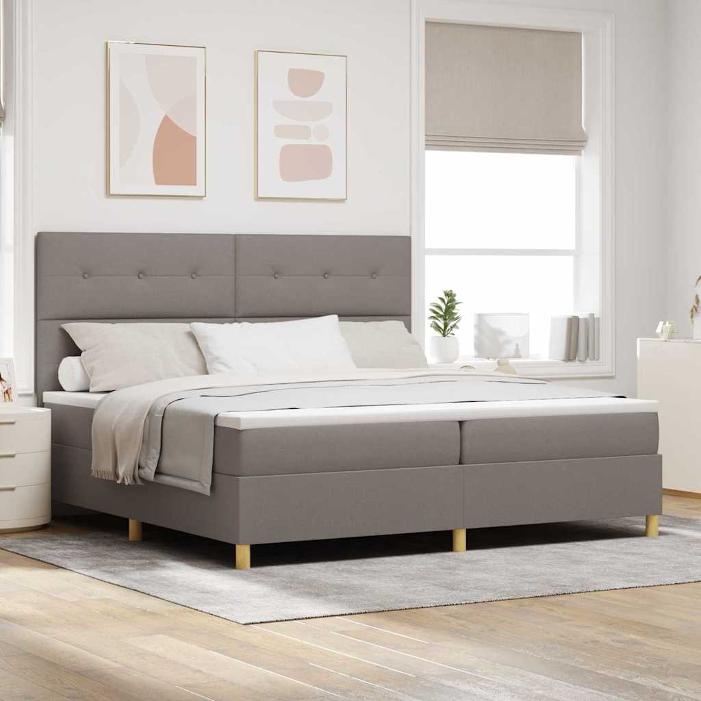 LED Box Spring Bed met hoofdeinde Taupe 200 x 200 cm Stof is nu te koop bij PeponiXL, paradijselijk wonen!