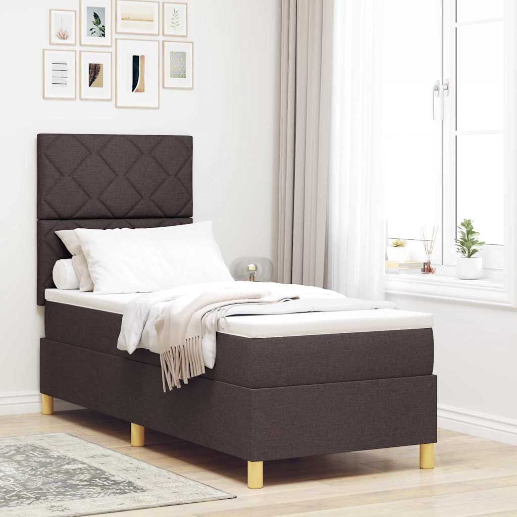 LED Box Spring Bed met hoofdeinde Donkerbruin 80 x 200 cm Stof is nu te koop bij PeponiXL, paradijselijk wonen!