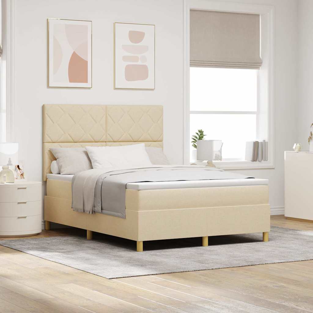 LED Box Spring Bed met hoofdeinde Crème 160 x 200 cm Stof is nu te koop bij PeponiXL, paradijselijk wonen!