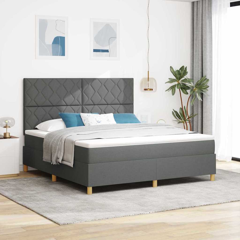 LED Box Spring Bed met hoofdeinde Donkergrijs 180 x 200 cm Stof is nu te koop bij PeponiXL, paradijselijk wonen!