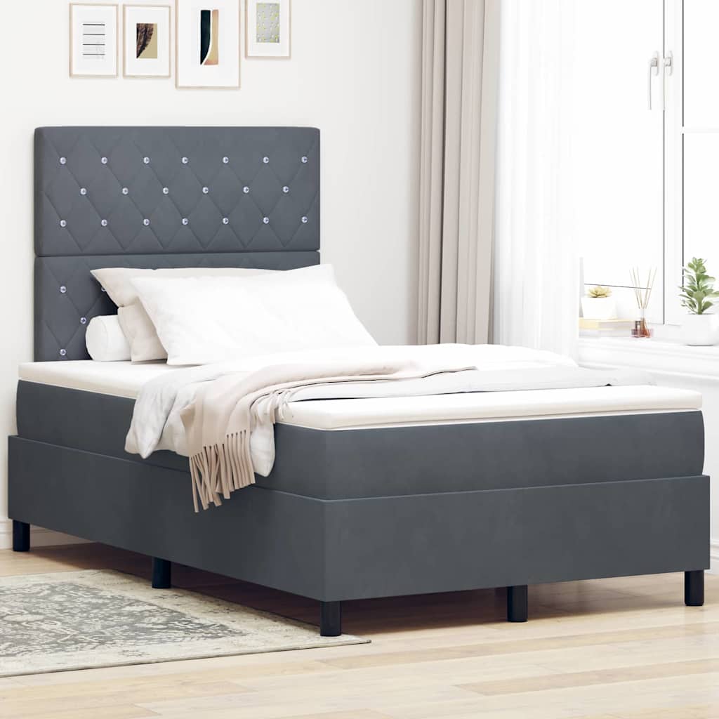 LED Box Spring Bed met matras Donkergrijs 120 x 190 cm Fluweel is nu te koop bij PeponiXL, paradijselijk wonen!