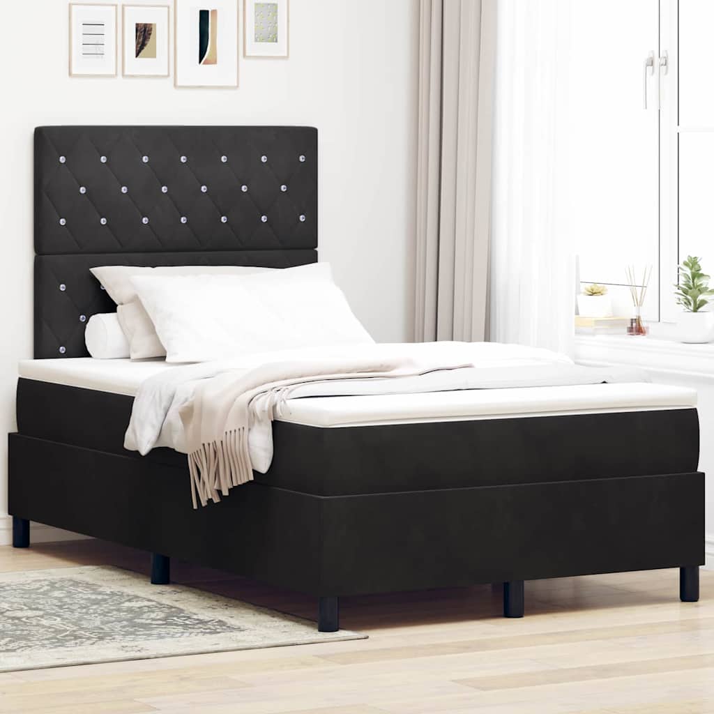 LED Box Spring Bed met matras Zwart 120 x 190 cm Fluweel is nu te koop bij PeponiXL, paradijselijk wonen!