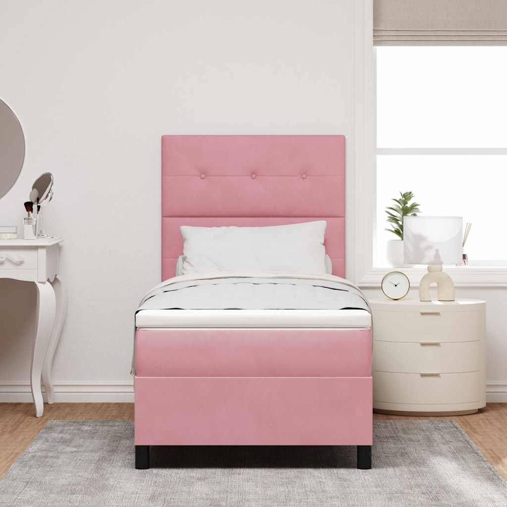 LED Box Spring Bed met matras Roze 80 x 200 cm Fluweel is nu te koop bij PeponiXL, paradijselijk wonen!