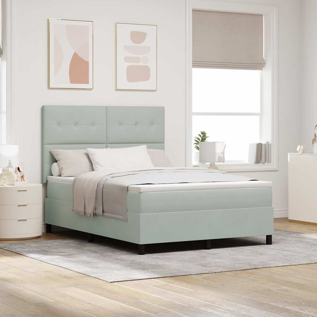LED Box Spring Bed met matras Lichtgrijs 140 x 200 cm Fluweel is nu te koop bij PeponiXL, paradijselijk wonen!