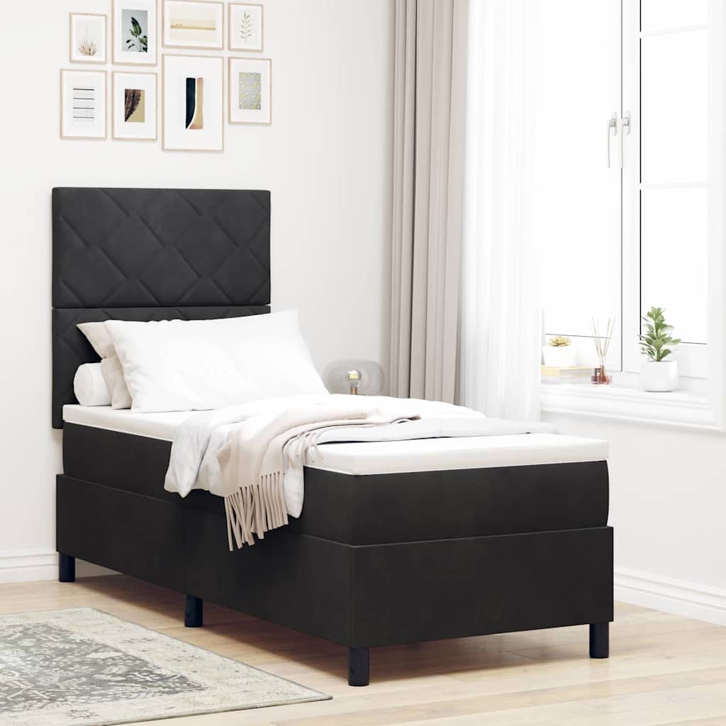 LED Box Spring Bed met hoofdeinde Zwart 80 x 200 cm Fluweel is nu te koop bij PeponiXL, paradijselijk wonen!