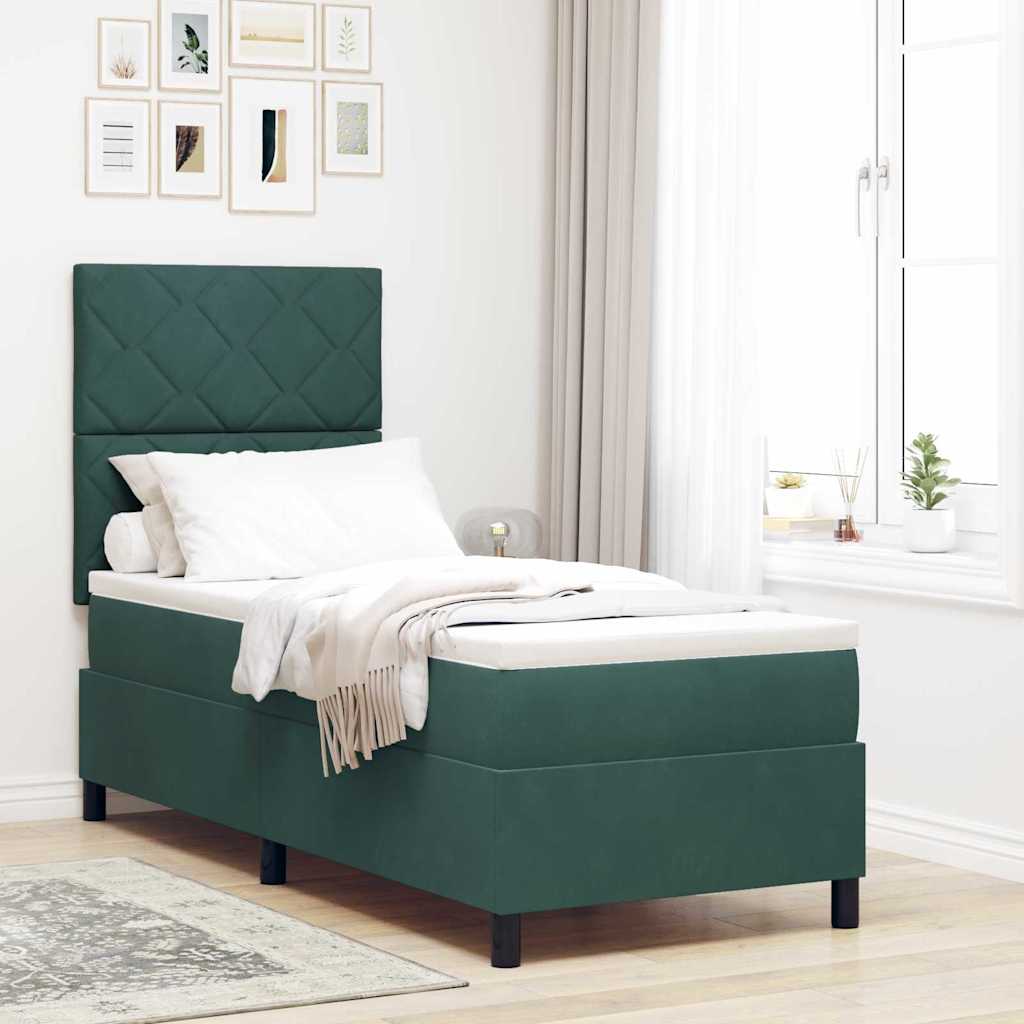 LED Box Spring Bed Donkergroen 80 x 200 cm Fluweel is nu te koop bij PeponiXL, paradijselijk wonen!