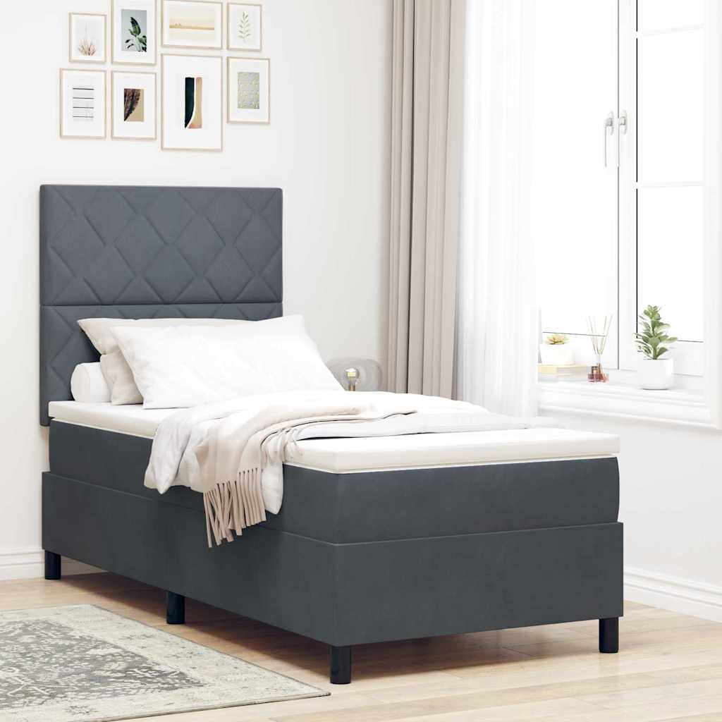 LED Box Spring Bed Donkergrijs 90 x 200 cm Fluweel is nu te koop bij PeponiXL, paradijselijk wonen!