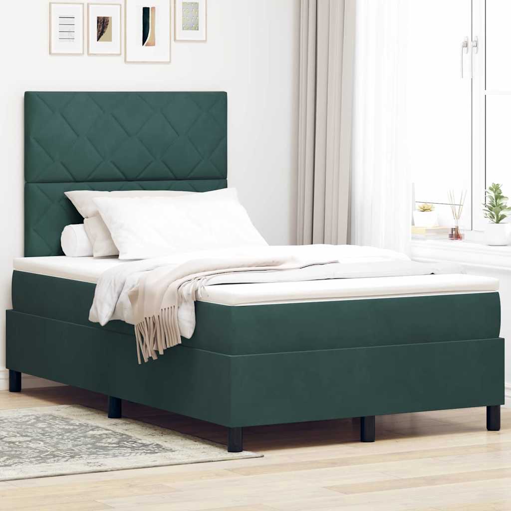 LED Box Spring Bed met matras Donkergroen 120 x 190 cm Fluweel is nu te koop bij PeponiXL, paradijselijk wonen!