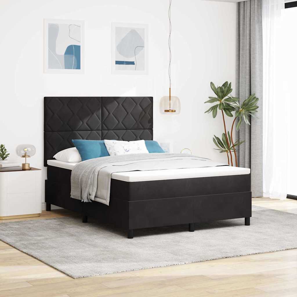 LED Box Spring Bed met hoofdeinde Zwart 160 x 200 cm Fluweel is nu te koop bij PeponiXL, paradijselijk wonen!