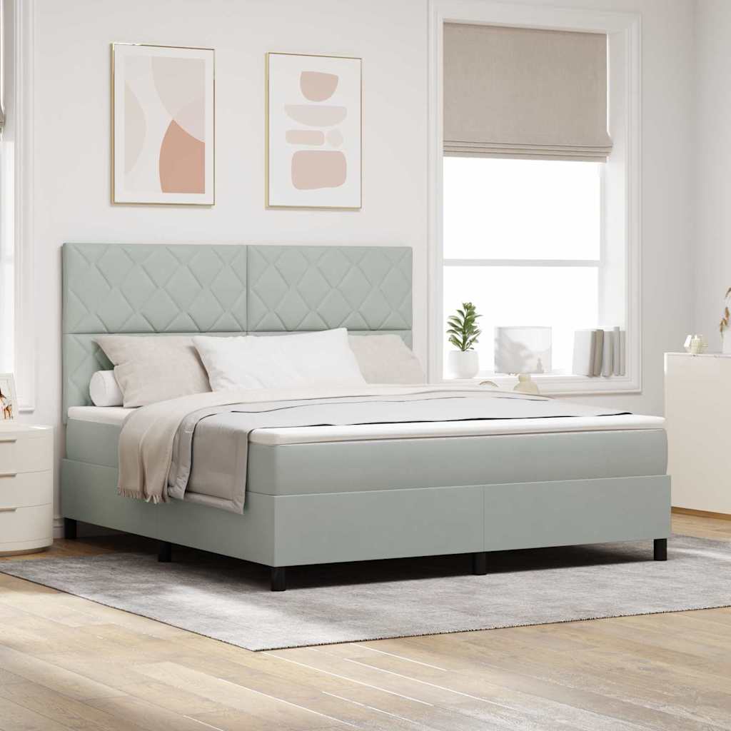 LED Box Spring Bed Lichtgrijs 180 x 200 cm Fluweel is nu te koop bij PeponiXL, paradijselijk wonen!