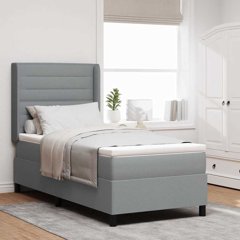 LED Box Spring Bed met matras Lichtgrijs 80 x 200 cm Stof is nu te koop bij PeponiXL, paradijselijk wonen!