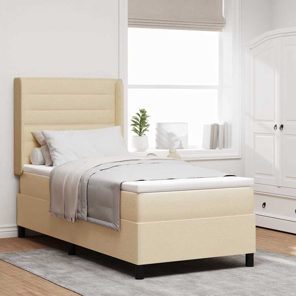 LED Box Spring Bed met matras Crème 80 x 200 cm Stof is nu te koop bij PeponiXL, paradijselijk wonen!