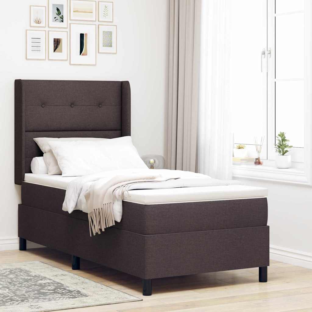 LED Box Spring Bed met matras Donkerbruin 80 x 200 cm Stof is nu te koop bij PeponiXL, paradijselijk wonen!