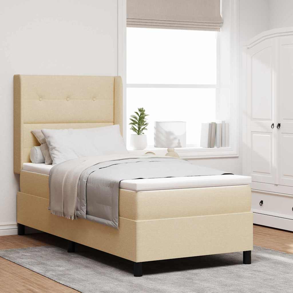 LED Box Spring Bed met matras Crème 80 x 200 cm Stof is nu te koop bij PeponiXL, paradijselijk wonen!