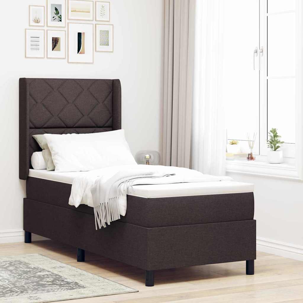 LED Box Spring Bed met kussen Donkerbruin 80 x 200 cm Stof is nu te koop bij PeponiXL, paradijselijk wonen!