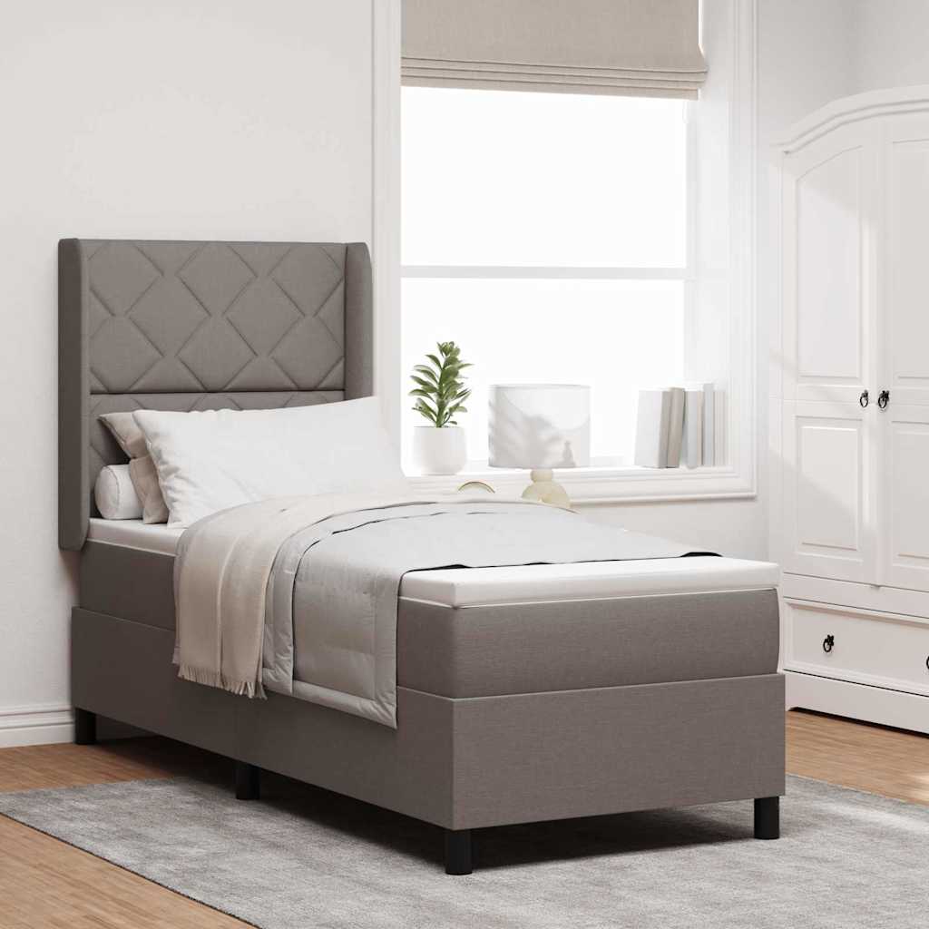 LED Box Spring Bed met hoofdeinde Taupe 80 x 200 cm Stof is nu te koop bij PeponiXL, paradijselijk wonen!