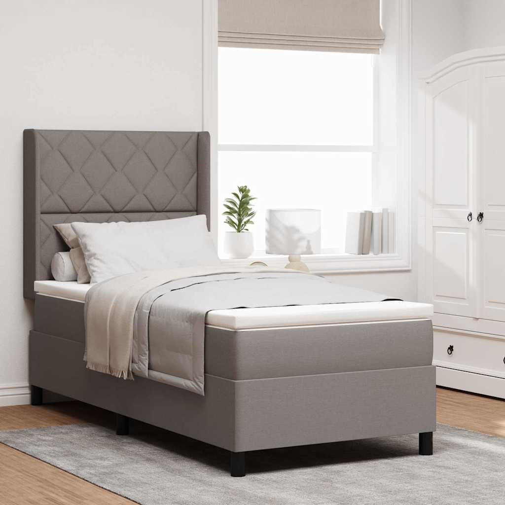 LED Box Spring Bed met hoofdeinde Taupe 90 x 200 cm Stof is nu te koop bij PeponiXL, paradijselijk wonen!