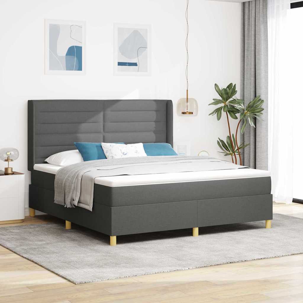 Boxspringbed met LED-stripverlichting Grijs 180 x 200 cm Stof is nu te koop bij PeponiXL, paradijselijk wonen!