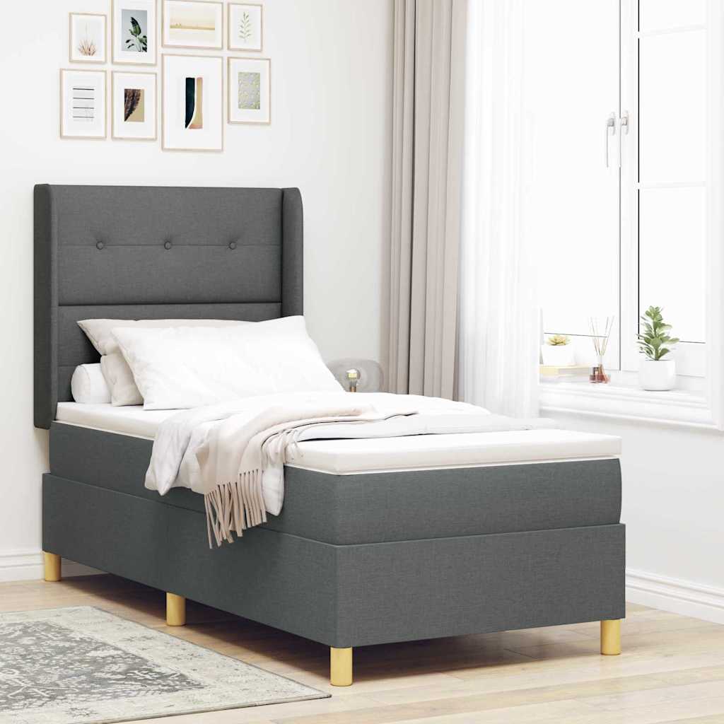 Boxspringbed met LED-stripverlichting Grijs 100 x 200 cm Stof is nu te koop bij PeponiXL, paradijselijk wonen!