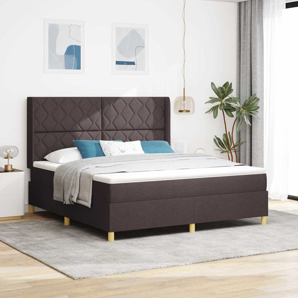 Boxspringbed met LED-stripverlichting Bruin 180 x 200 cm Stof is nu te koop bij PeponiXL, paradijselijk wonen!