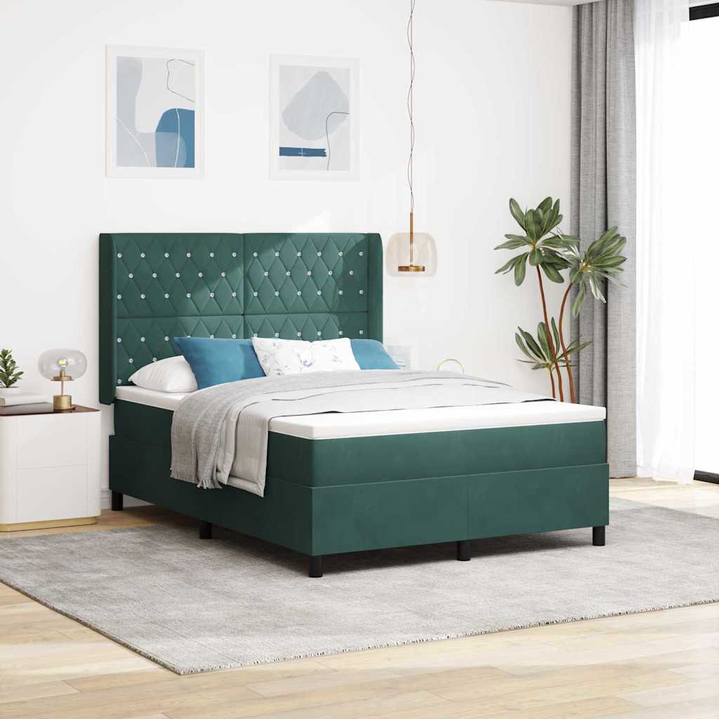 Boxspringbed met matras met LED Groen 160 x 200 cm Fluweel is nu te koop bij PeponiXL, paradijselijk wonen!