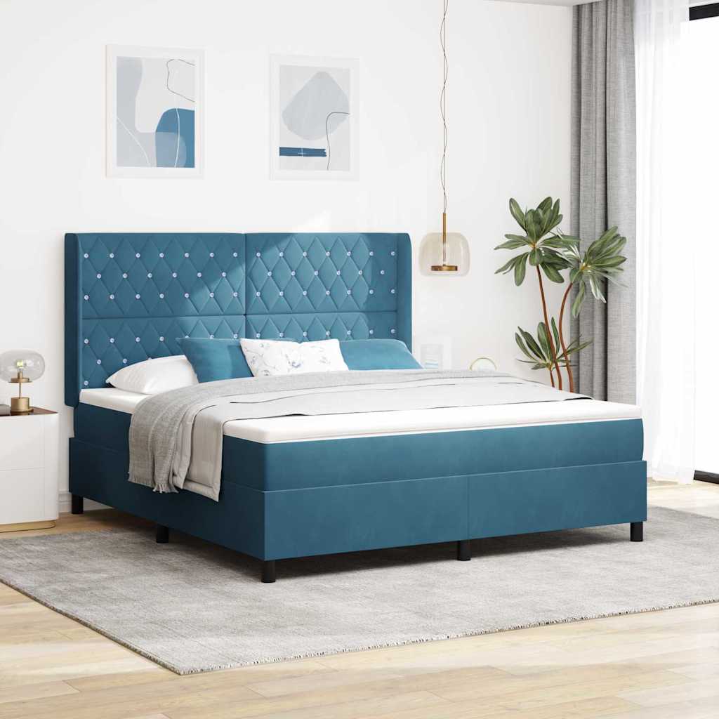 Boxspringbed met matras met LED Blauw 180 x 200 cm Fluweel is nu te koop bij PeponiXL, paradijselijk wonen!