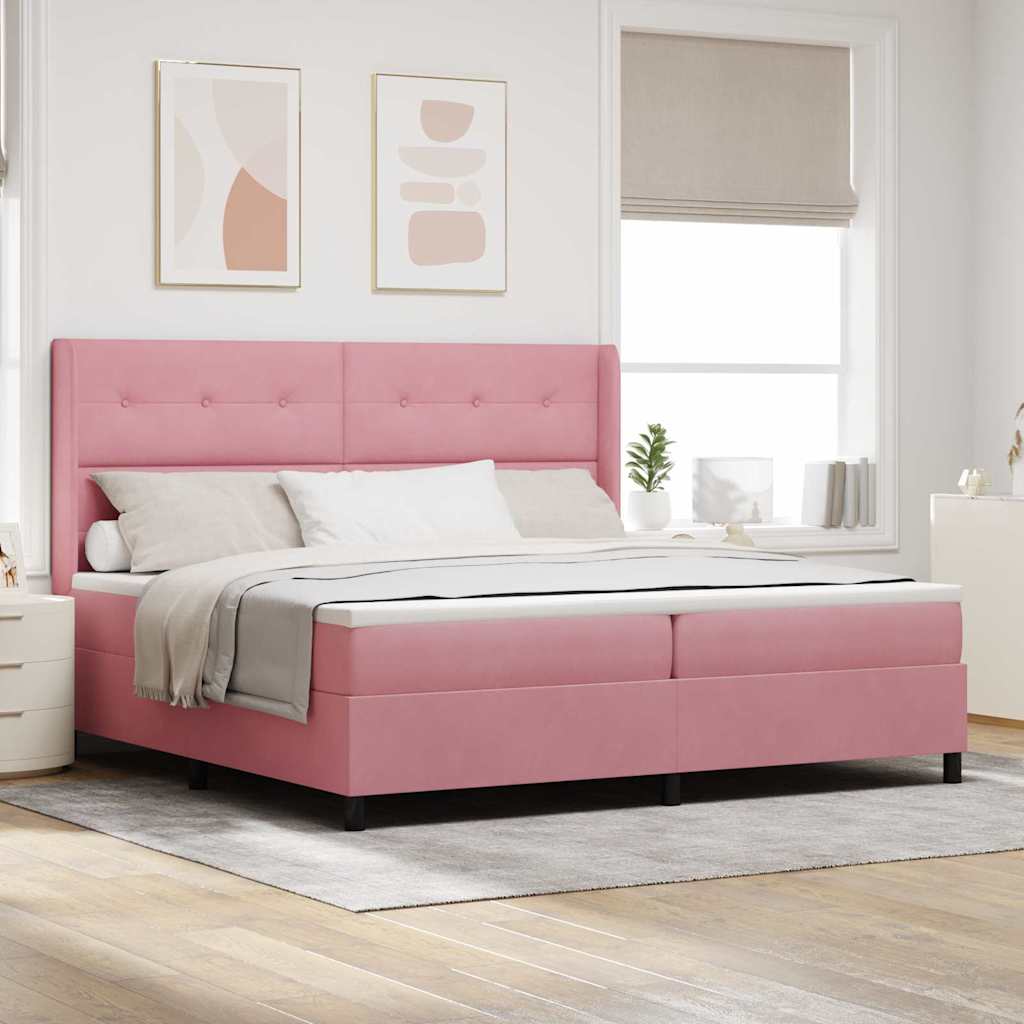 Boxspringbed met matras met LED Roze 200 x 200 cm Fluweel is nu te koop bij PeponiXL, paradijselijk wonen!