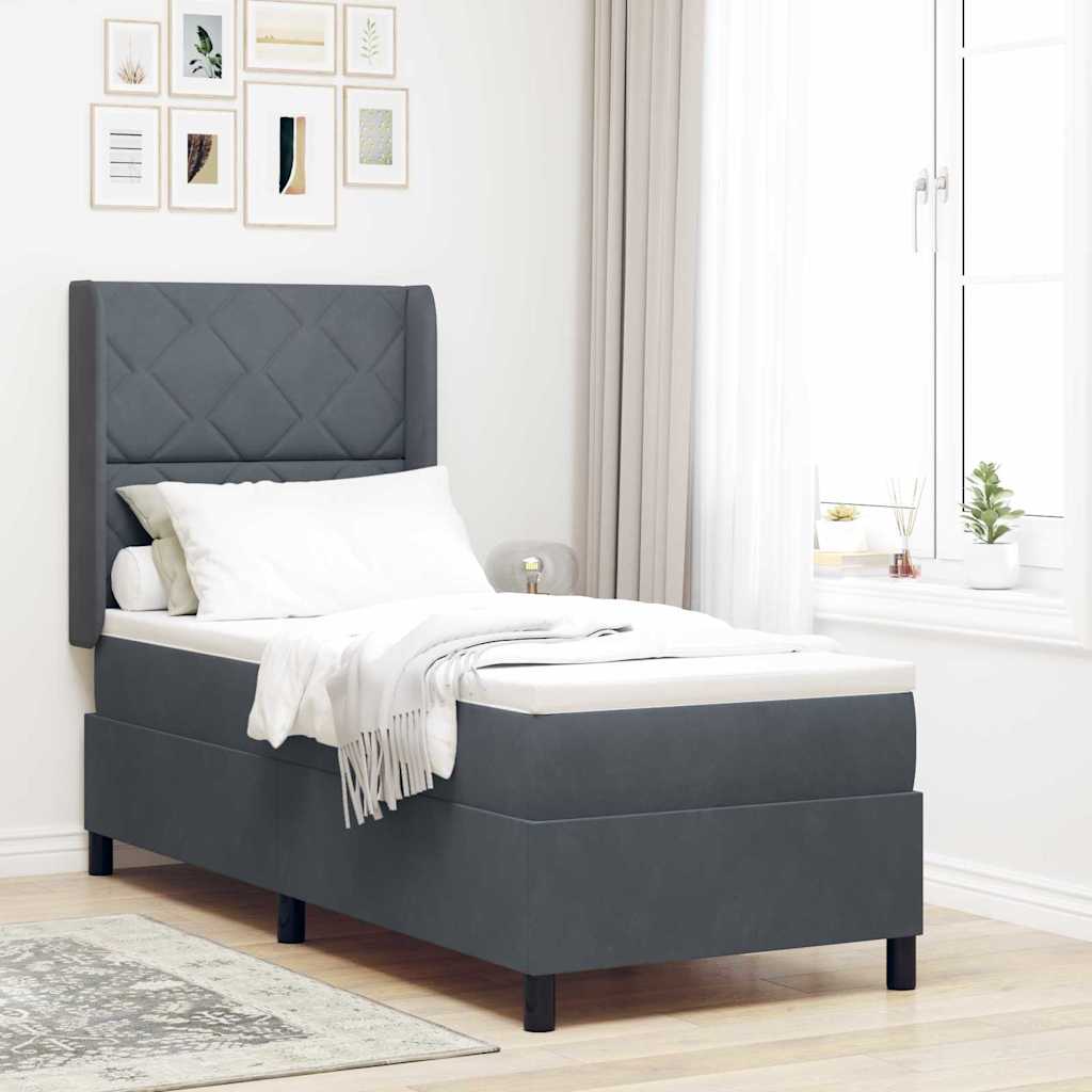 Boxspringbed met hoofdeinde Donkergrijs 80 x 200 cm Fluweel is nu te koop bij PeponiXL, paradijselijk wonen!