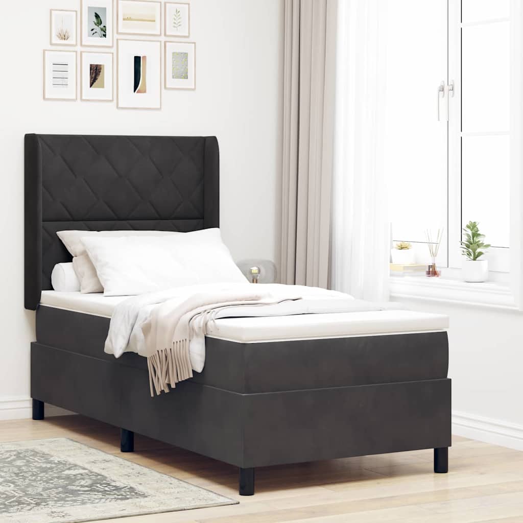 Boxspringbed met hoofdeinde Zwart 100 x 200 cm Fluweel is nu te koop bij PeponiXL, paradijselijk wonen!