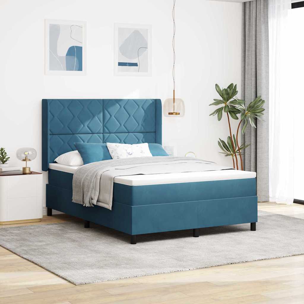 Boxspringbed met hoofdeinde Blauw 160 x 200 cm Fluweel is nu te koop bij PeponiXL, paradijselijk wonen!